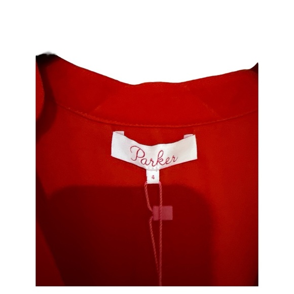 PARKER NEW YORK NWT ATLANTA RUFFLED MIDI DRESS MONACO RED SZ 4 - Picture 5 of 7